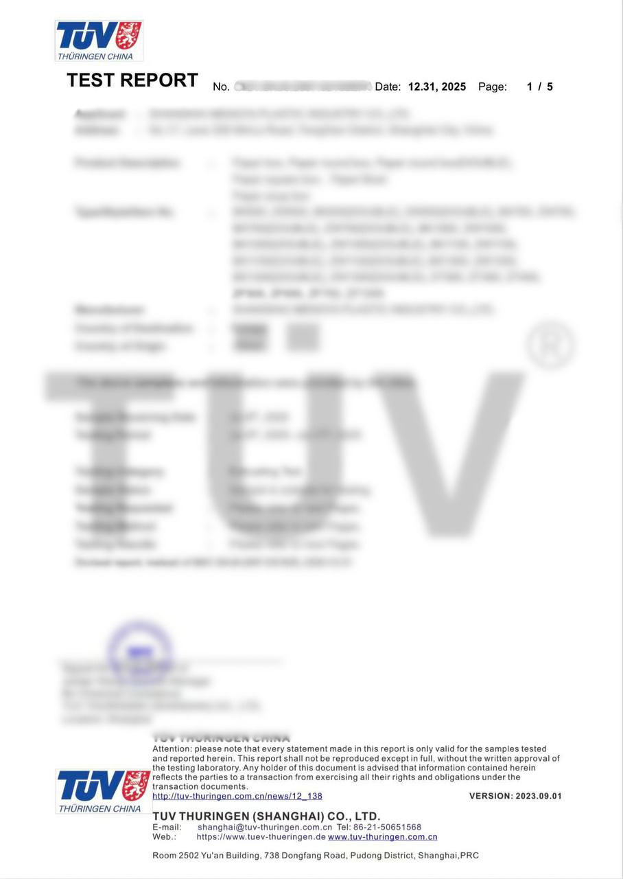TÜV Test Report — Paper Boxes & Bowls